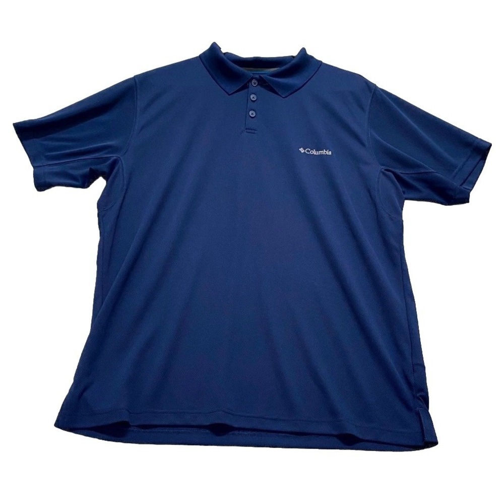 Columbia Utilizer Polo Shirt Mens XL Blue Logo Omni-Shade Sun Protection Safari